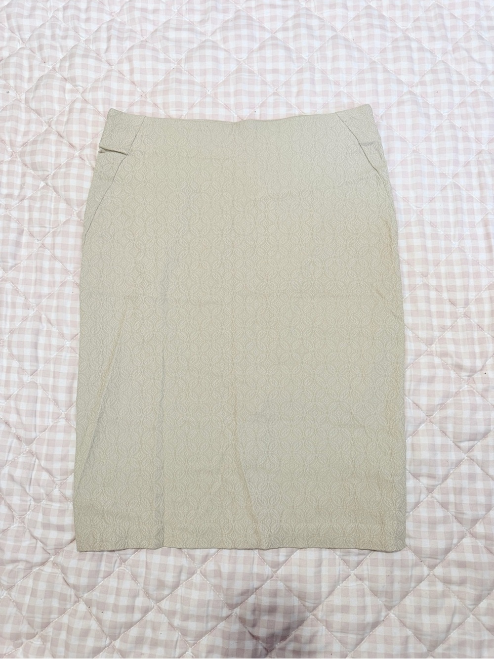 Cato Cream Textured Pencil Skirt